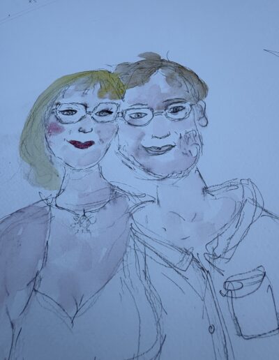 PERFORMANCE LIVE painting Événement participatif 50 ans de mariage œuvre participative durant l’anniversaire