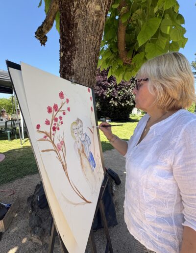 PERFORMANCE LIVE painting Événement participatif 50 ans de mariage œuvre participative durant l’anniversaire