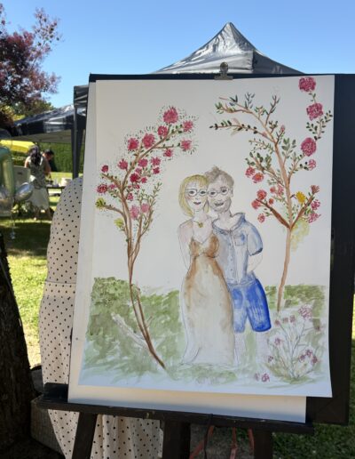 PERFORMANCE LIVE painting Événement participatif 50 ans de mariage œuvre participative durant l’anniversaire