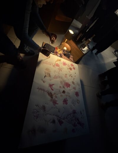 Fresque participative Table 404 peinture au vin