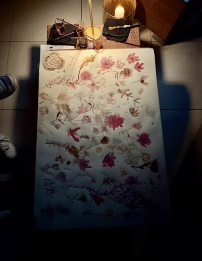 Fresque participative Table 404 peinture au vin