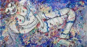 Entre Ciel et Terre, sur le rien - techniques mixtes sur toile - 81 cm x 113 cm - 2018 - oeuvre disponible
