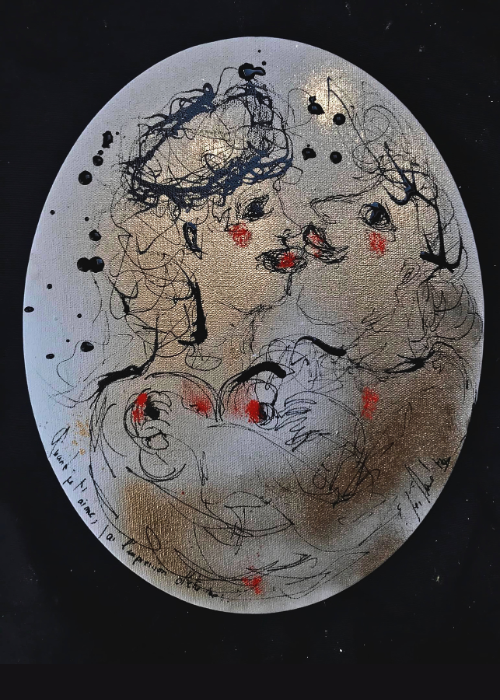 Quand je t’aime j’ai l’impression d’être moi - 25 cm x 30 cm - techniques mixtes sur toile - 2020 - disponible
