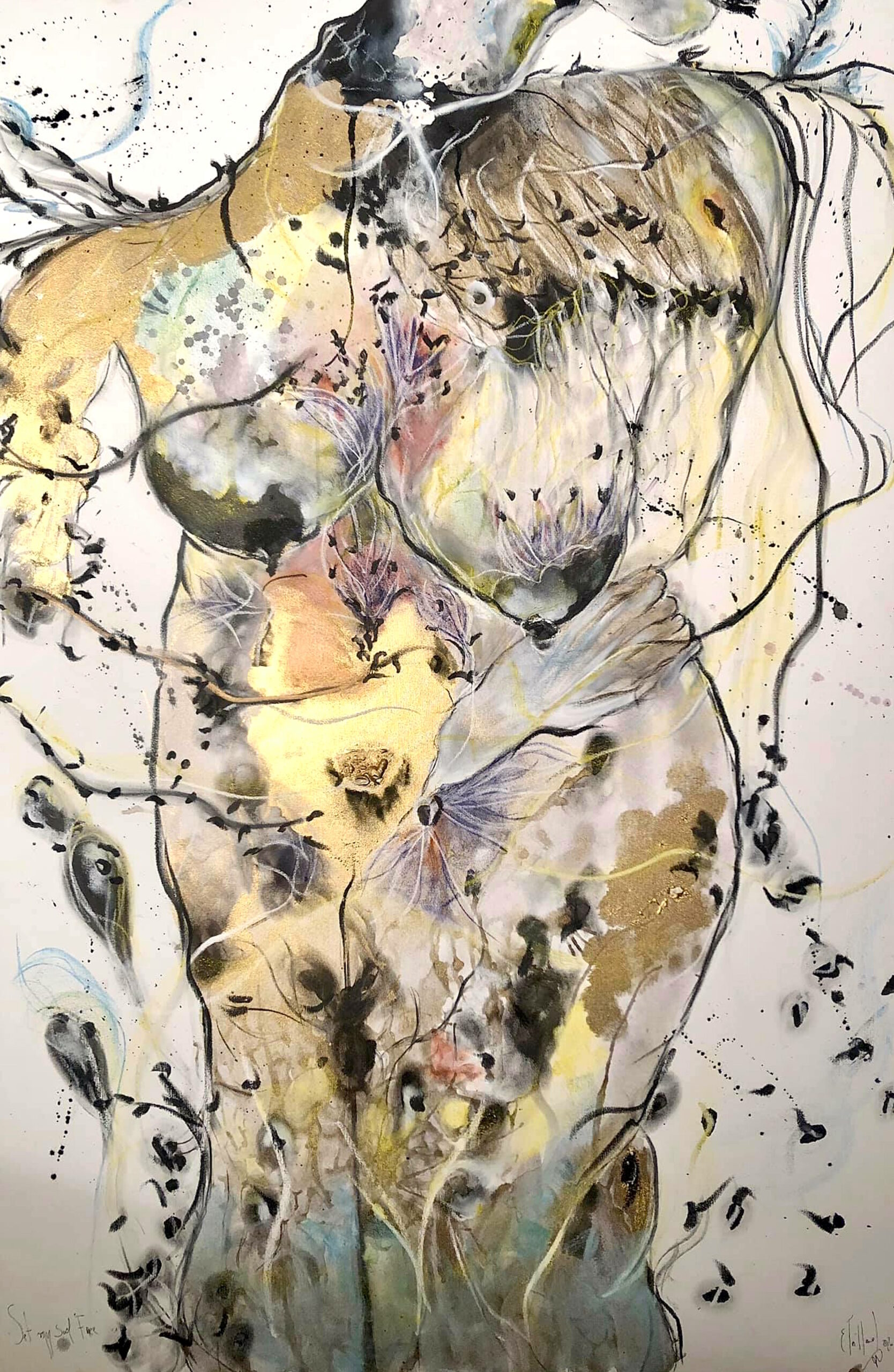 techniques mixtes sur toile - cristaux en poudre - 145 cm x 97 cm - 2020 - disponible