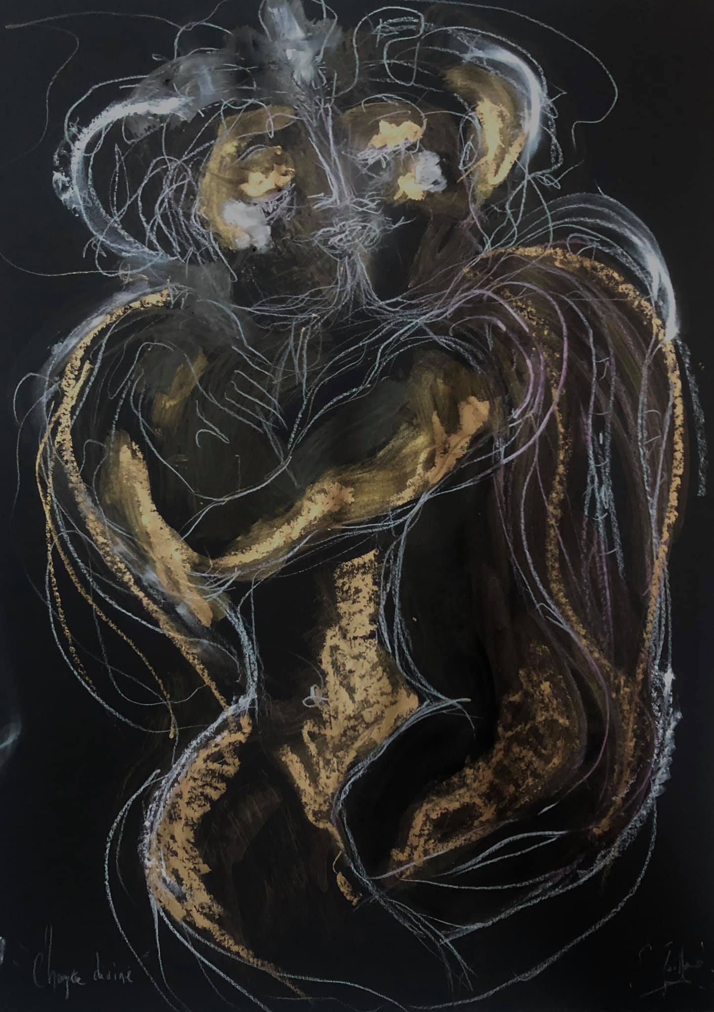 Chance divine - techniques mixtes sur papier - 50 cm x 65 cm - 2020 - disponible