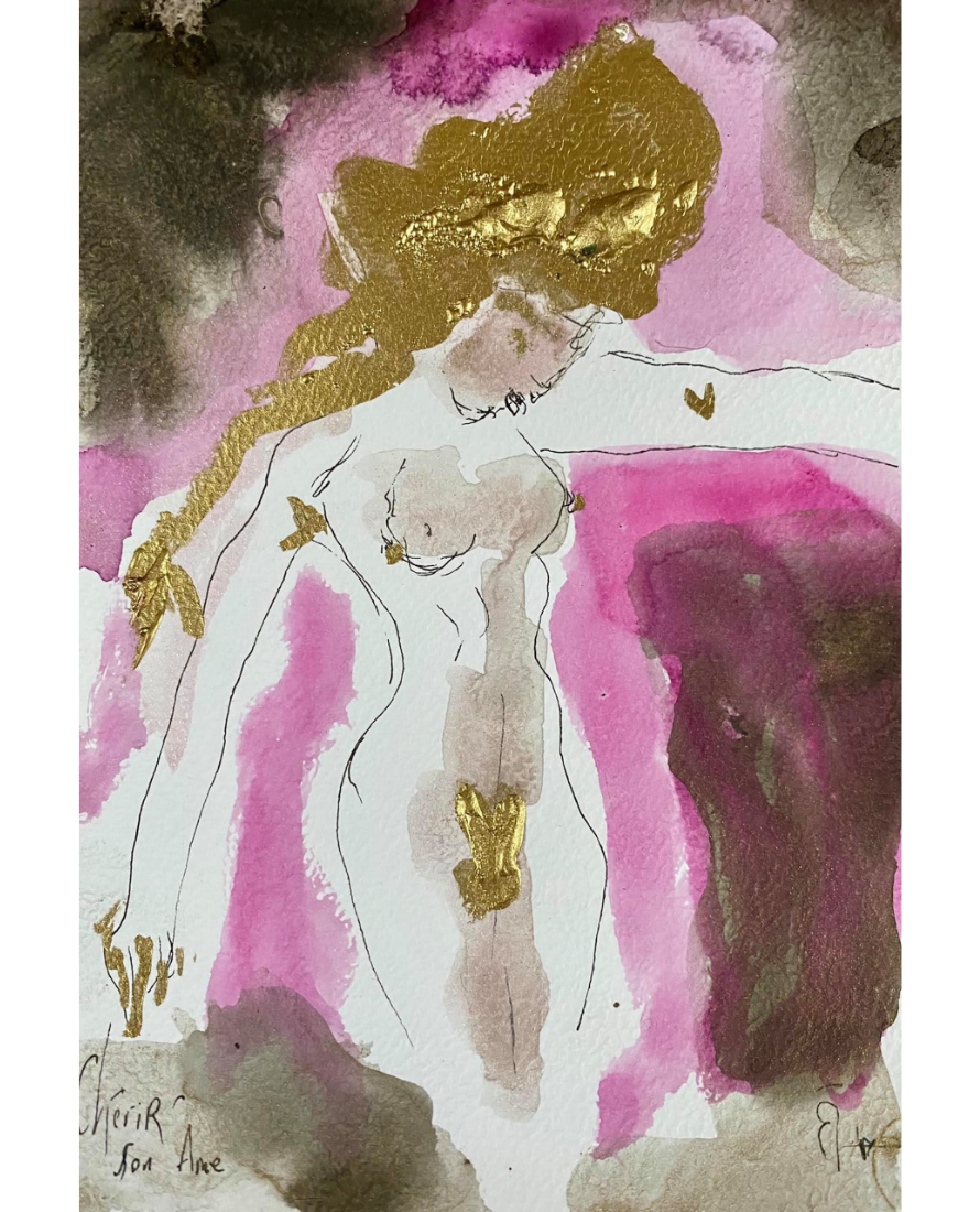 Chérir son âme 13cm X 18cm aquarelle encre 2021