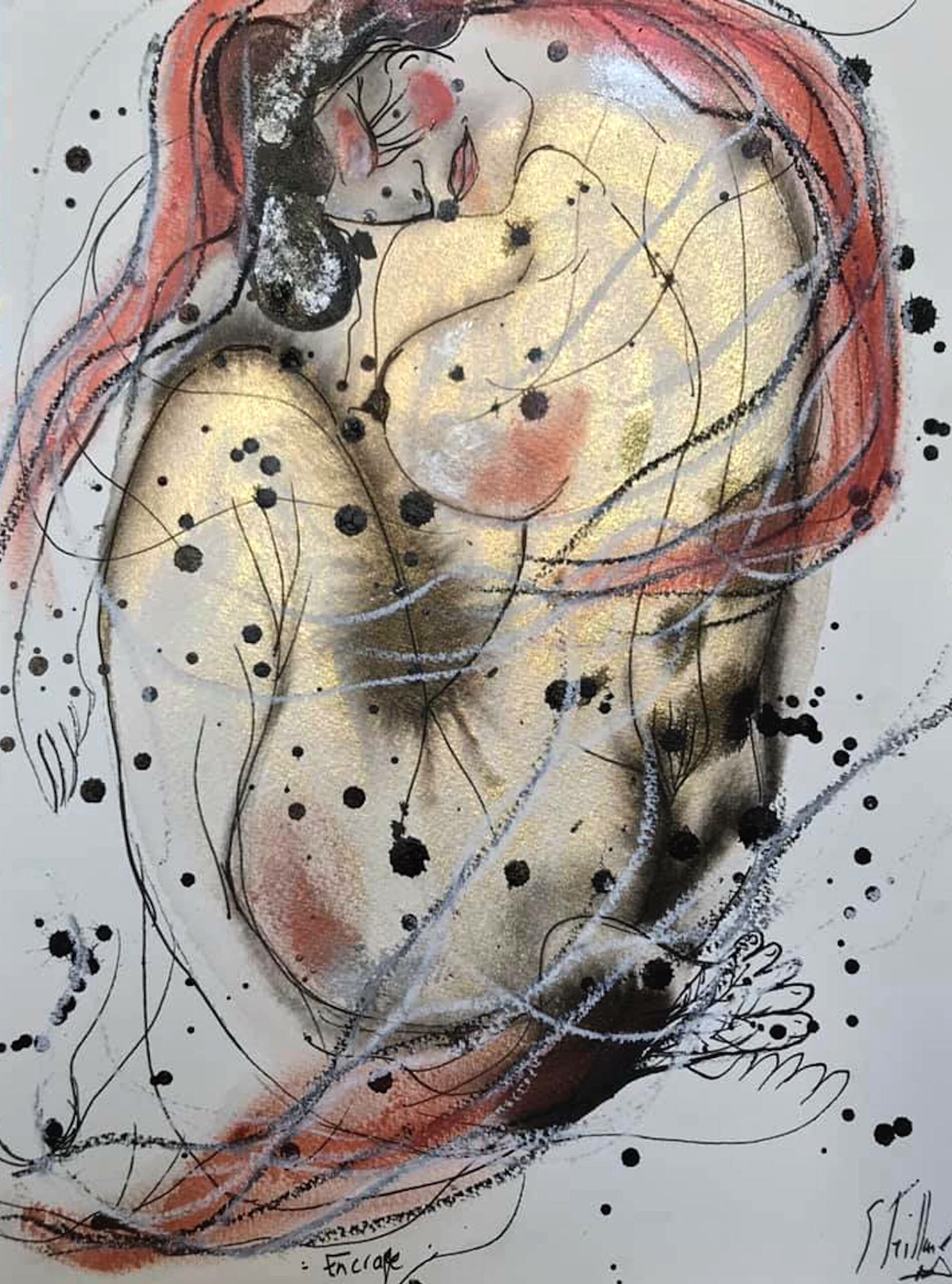 Encrage - 24 cm x 32 cm -techniques mixtes sur papier -2020 - disponible