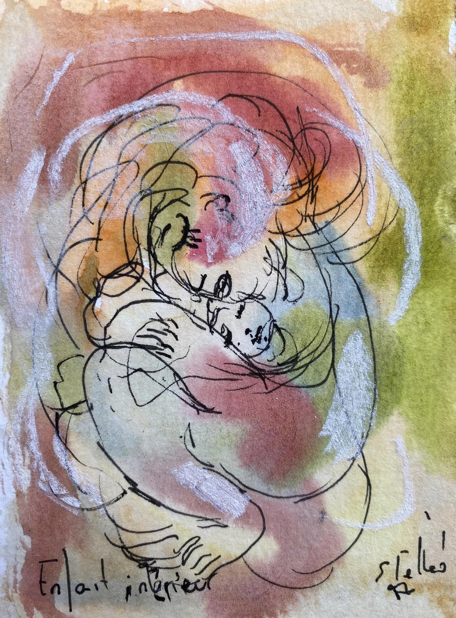 Enfant intérieur - 7,5 cm x 10 cm - techniques mixtes sur papier - 2022 - disponible
