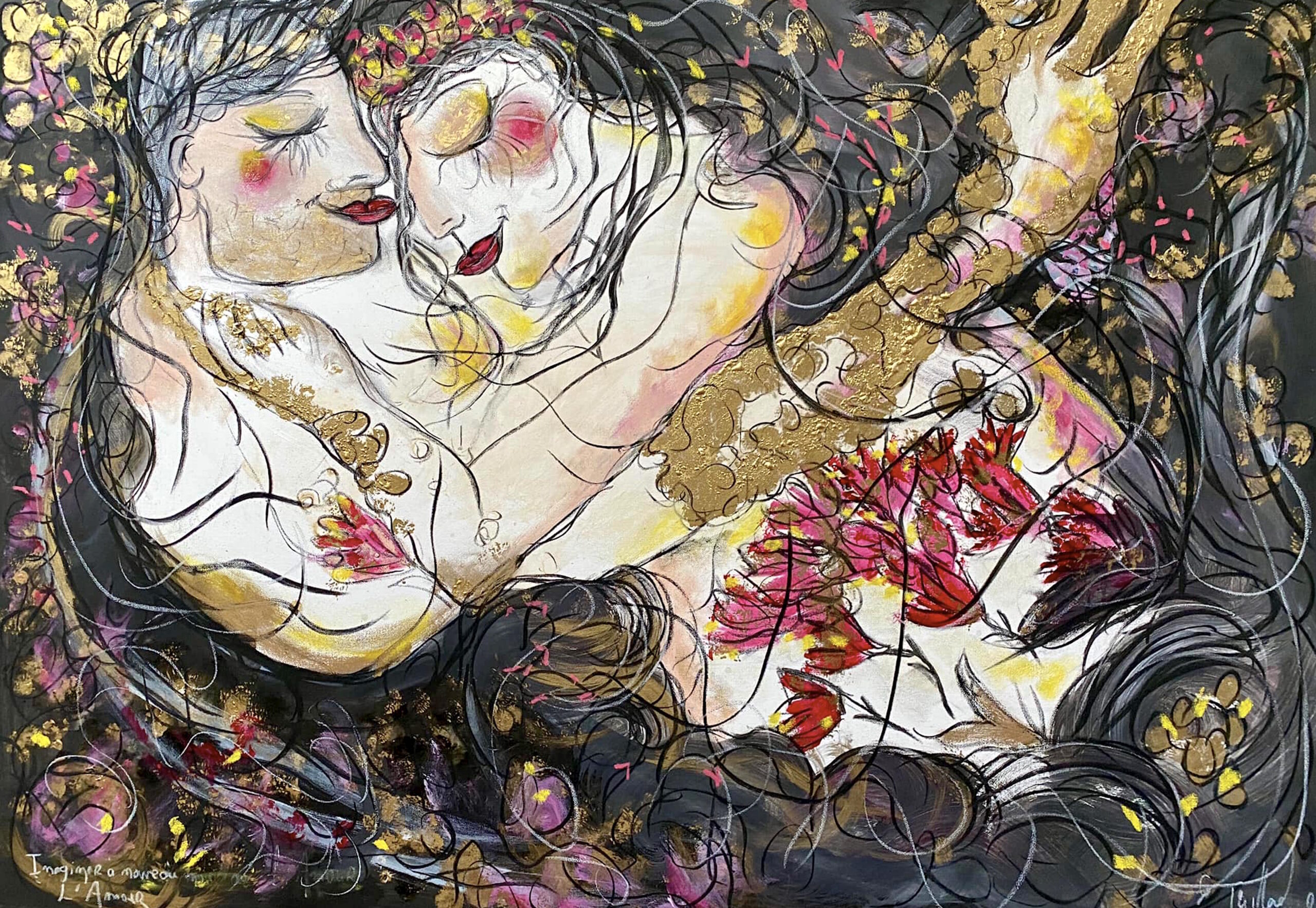 Imaginer à nouveau l’amour - 73 cm x 116 cm - techniques mixtes sur toile - 2023 - disponible