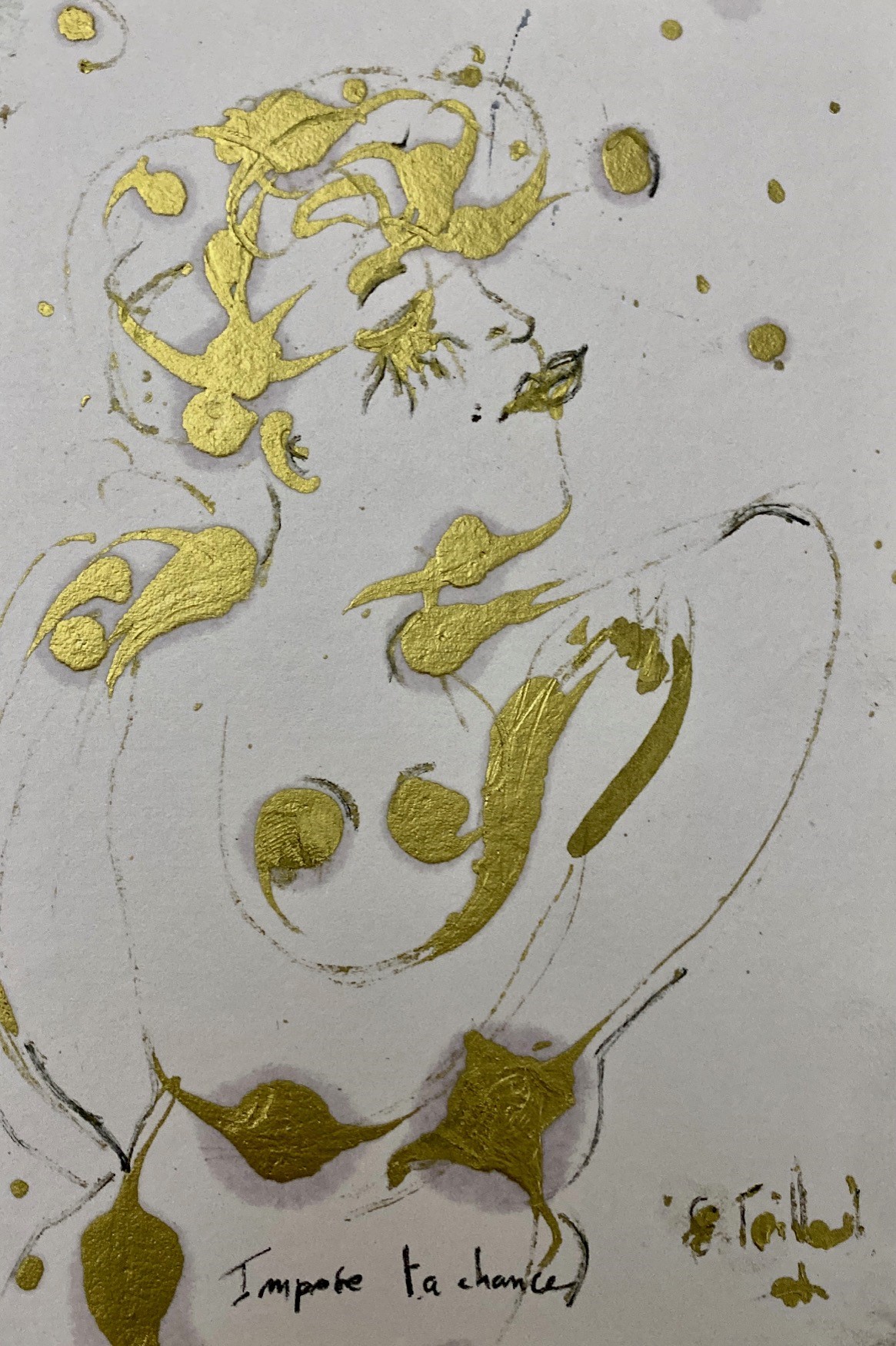Impose ta chance - techniques mixtes sur papier sur papier - 7,5 cm x 10 cm - 2023