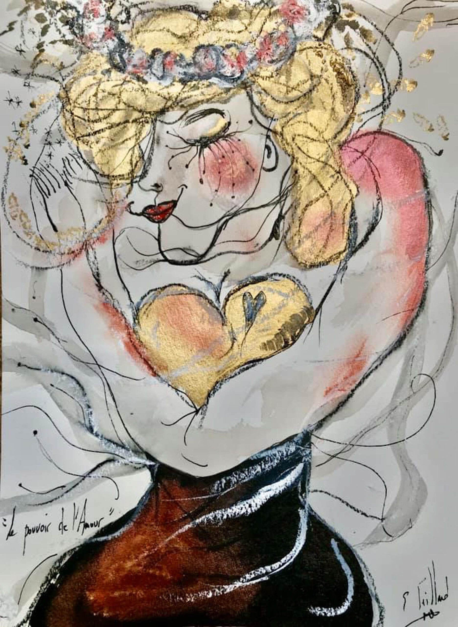 Le_pouvoir_de_l'amour_-_24_cm_x_32_cm_-techniques_mixtes_sur_papier_-2020_-_collection_particulieÌ_re_France_