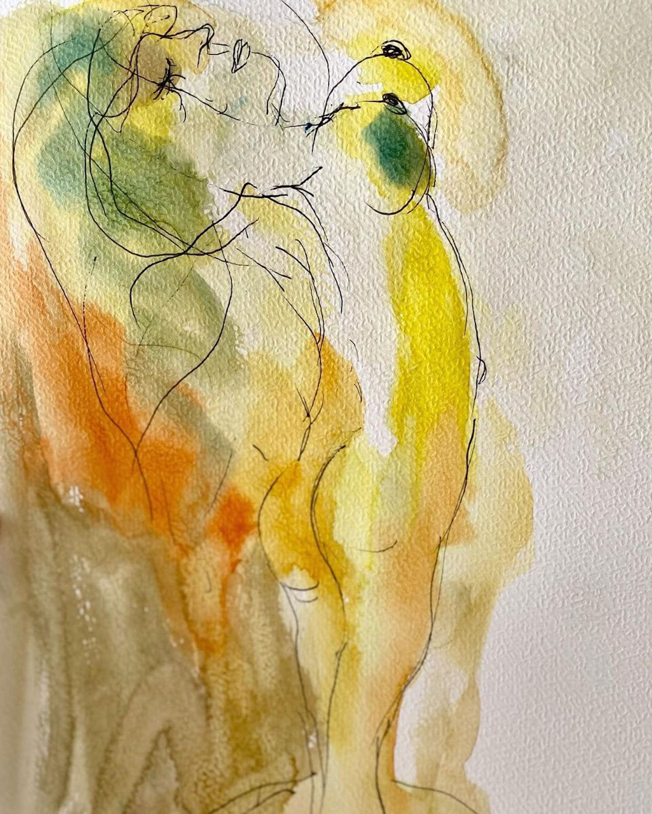 Me dévêtir enfin de tes mensonges- nouveau dessin de voyage - 21 cm x 29,7cm - techniques mixtes sur toile - 2022 - disponible