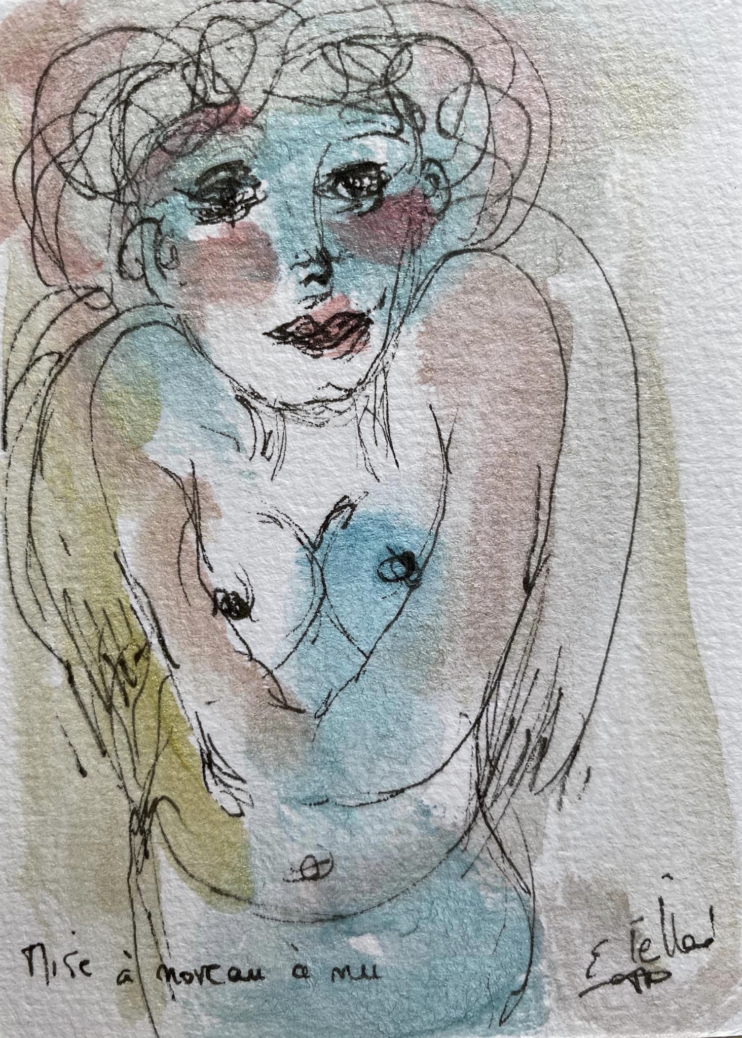 Mise à nouveau à nu - 7,5 cm x 10 cm - techniques mixtes sur papier - 2022 - disponible