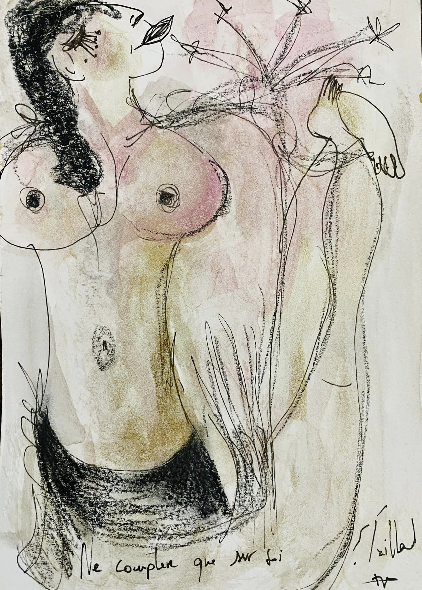 Ne compter que sur soi - 13 cm x 18 cm -techniques mixtes sur papier - 2022 - disponible