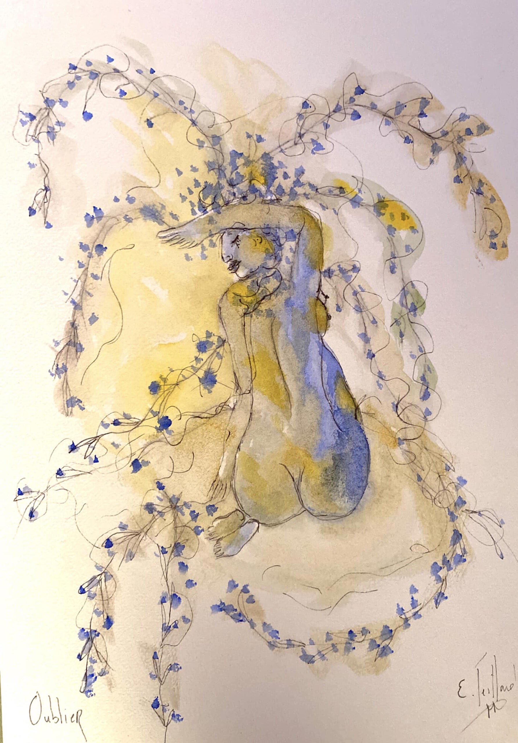 Oublier - 21 cm x 29,6 cm - techniques mixtes sur papier - 2023 - disponible