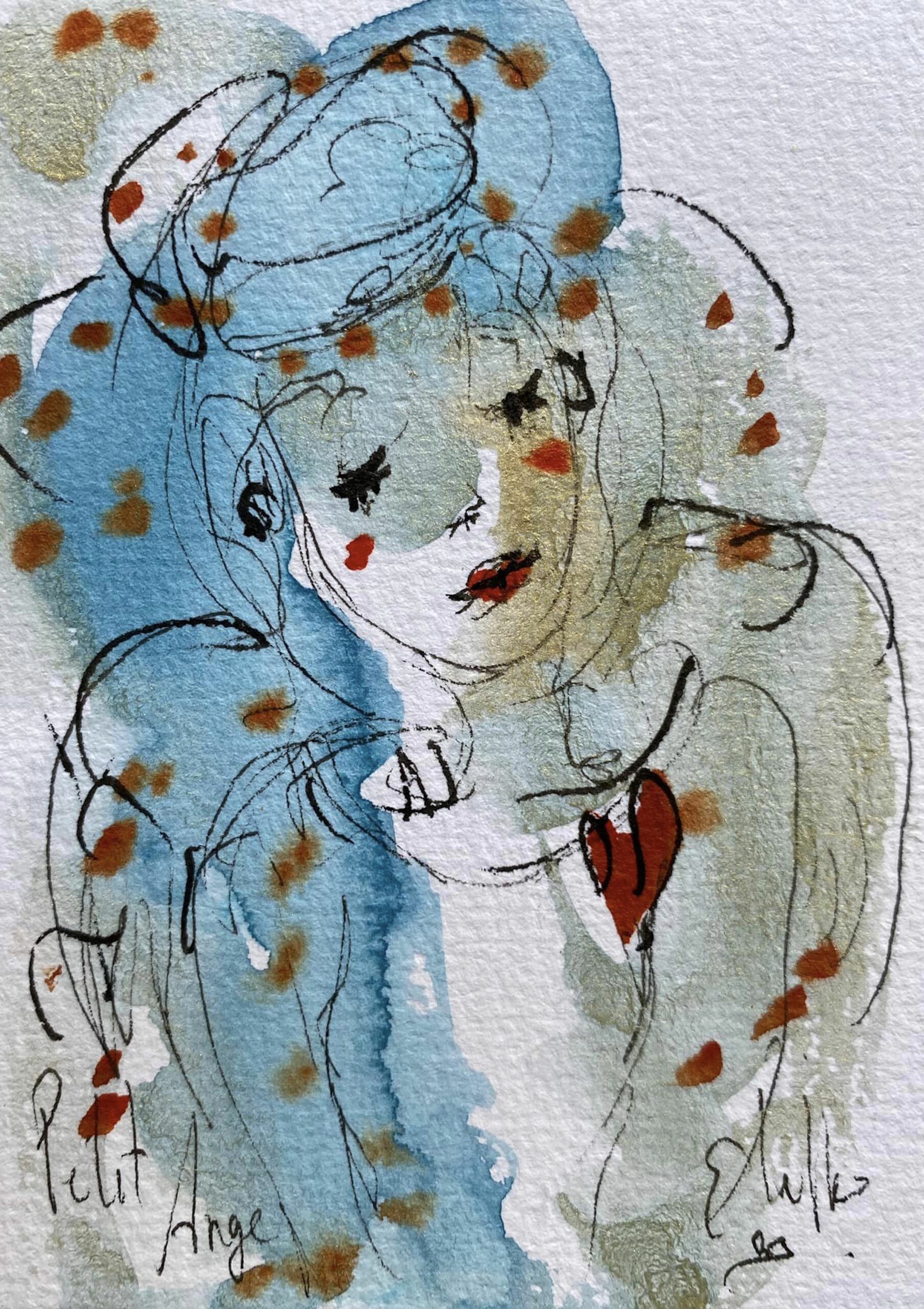 Petit Ange - 7,5 cm x 10 cm - techniques mixtes sur papier - 2022 - disponible