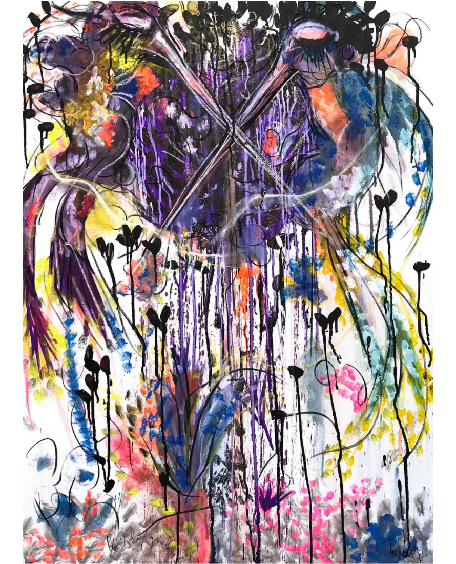 Pose ta bouche sur ma bouche - techniques mixtes sur toile - 97 cm x 130 cm - 2021