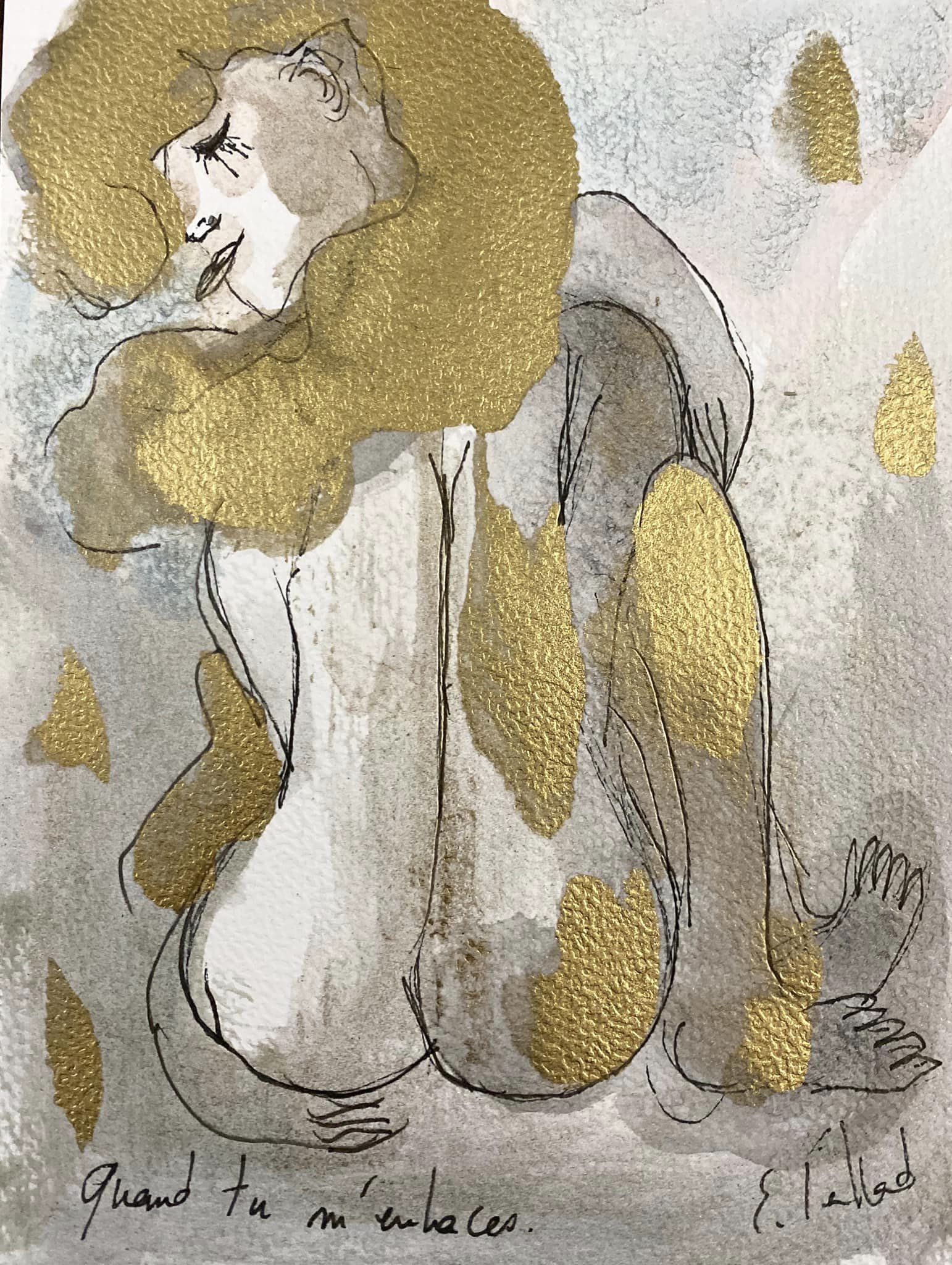 Quabd tu m'enlaces - 13 cm x 18 cm -techniques mixtes sur papier - 2022 - disponible