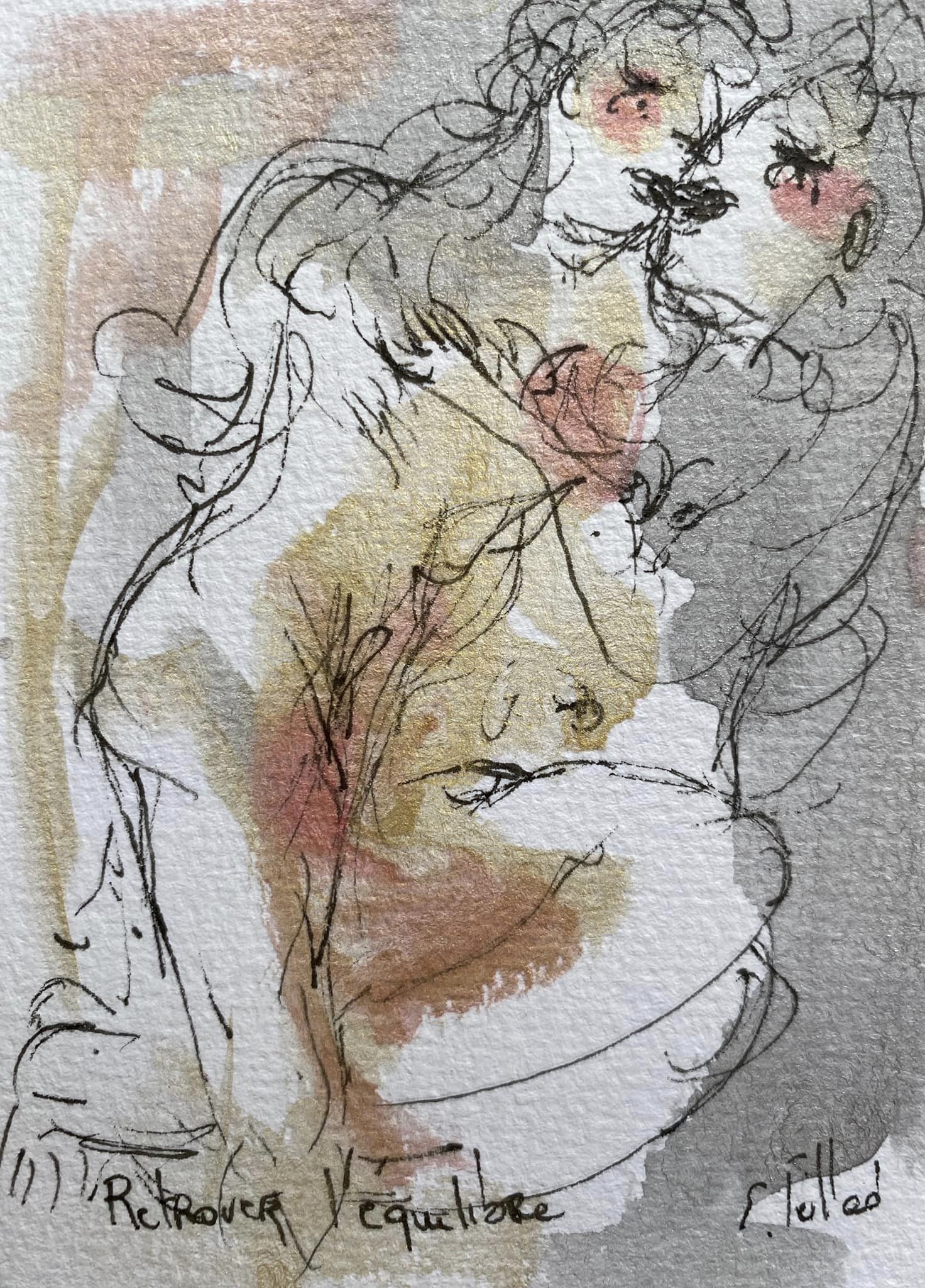Retrouver l'équilibre - 7,5 cm x 10 cm - techniques mixtes sur papier - 2022 - disponible