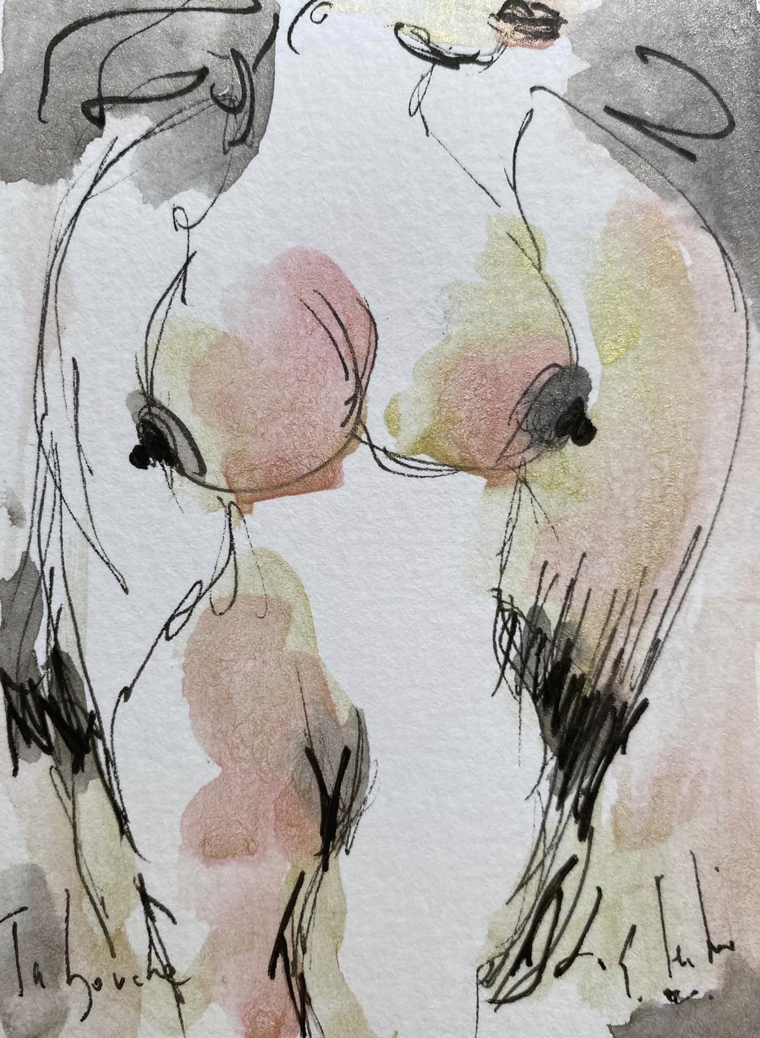 Ta bouche - 7,5 cm x 10 cm - techniques mixtes sur papier - 2022 - disponible