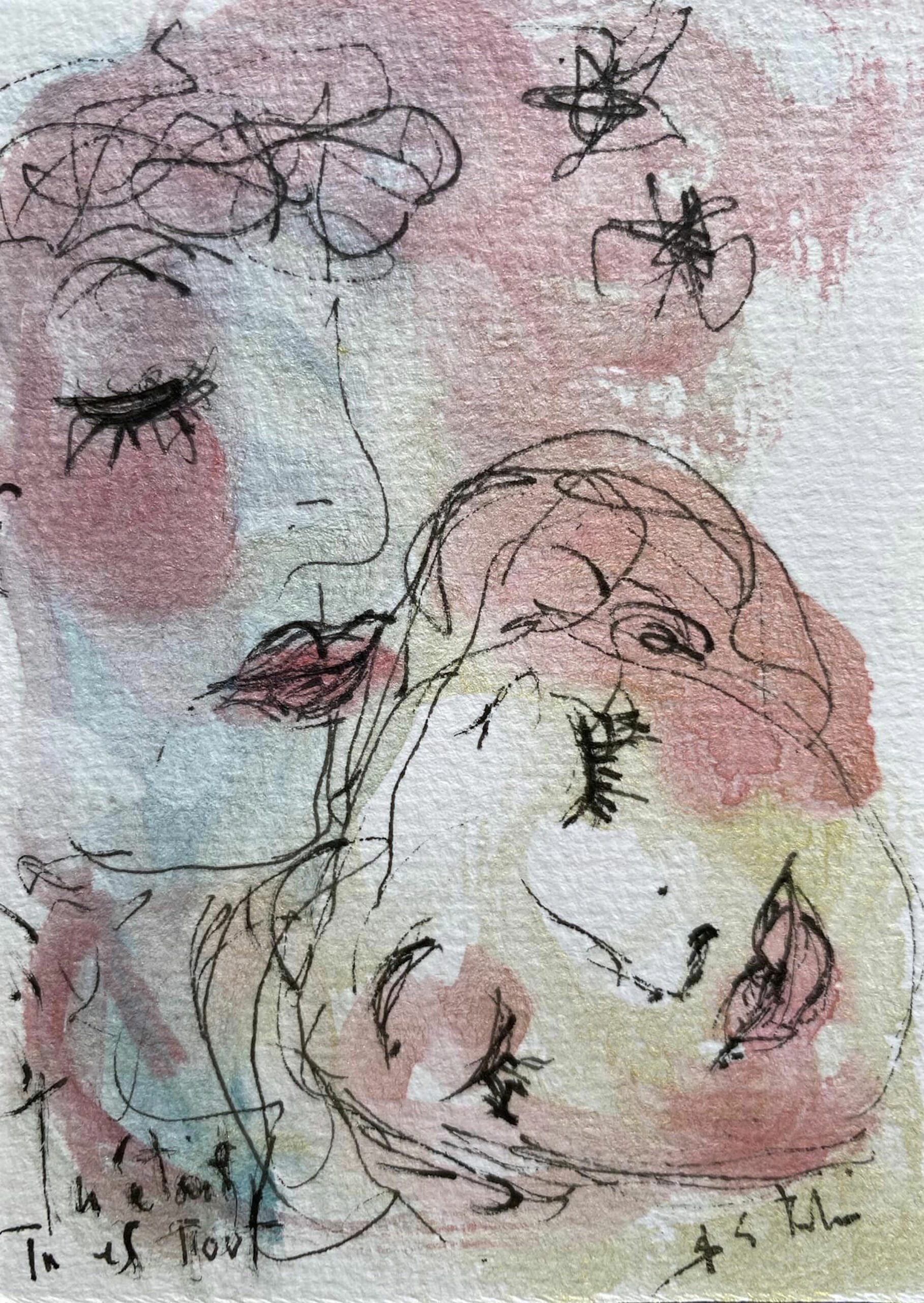Tu étais, tu es tout - 7,5 cm x 10 cm - techniques mixtes sur papier - 2022 - disponible
