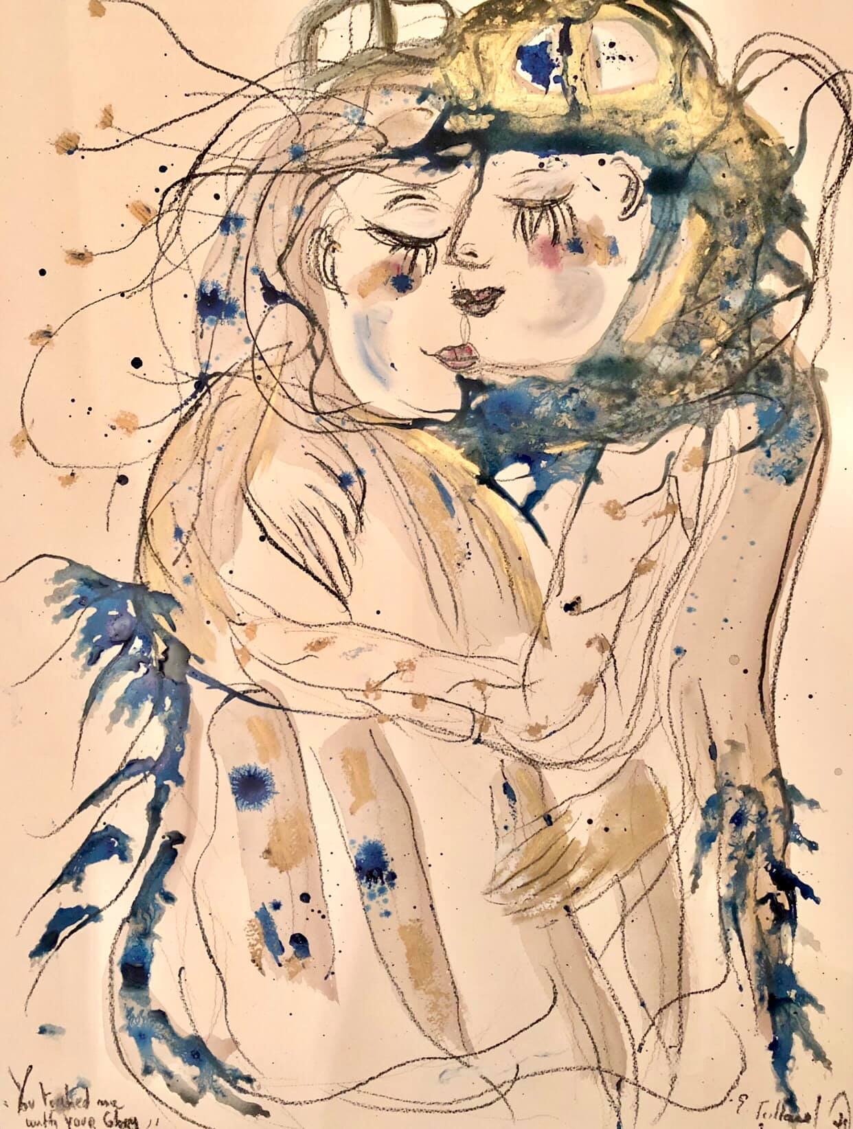 You touched me with your Glory... - techniques mixtes sur papier - 50 cm x 60 cm - 2021 - disponible