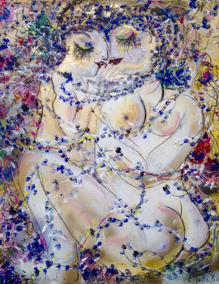 Restons amants - 73cm x 100cm - techniques mixtes sur toile - 2019 - collection particulière France